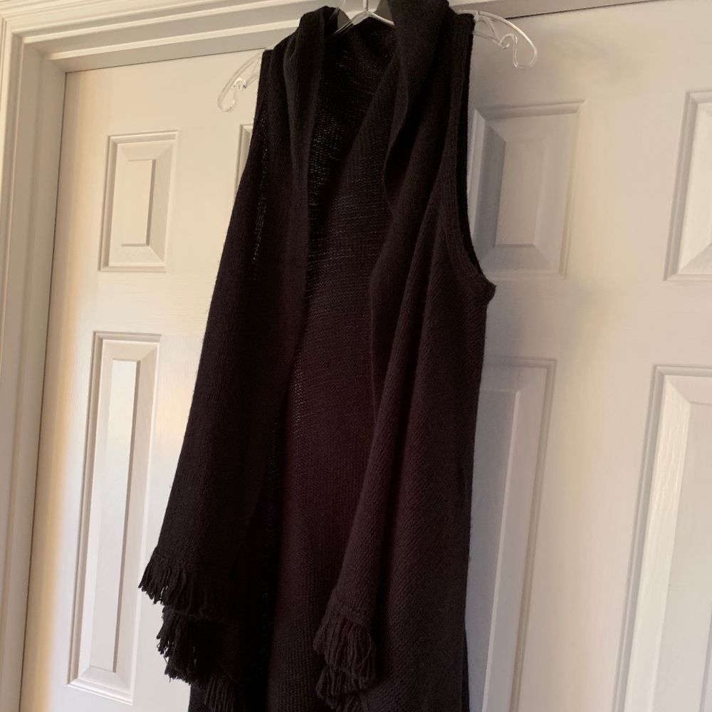 Black long sweater vest
